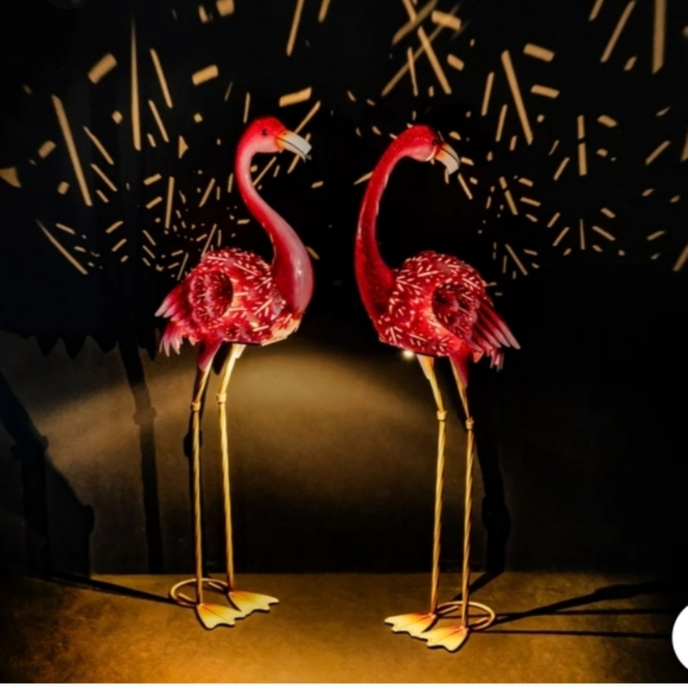 Solar LED Flamingo Pair, Set of 2 - Picture 2 of 5